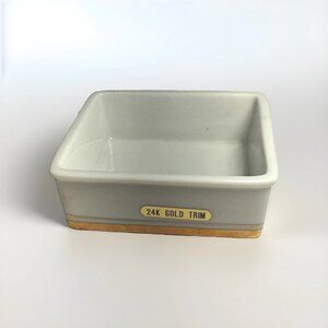 Vintage Chokin Trinket Dish‎ Porcelain – 3.75” Rectangular – 24K Gold Trim